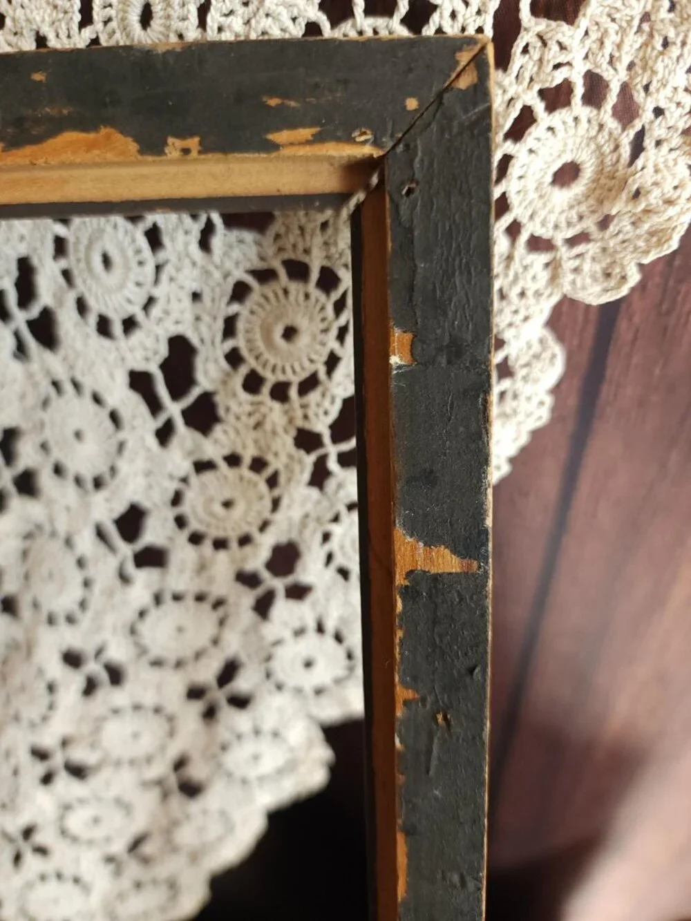 Vintage 1930s Frame, Wood with Faux Grain Rustic Wal Decor, 10x16 Inch